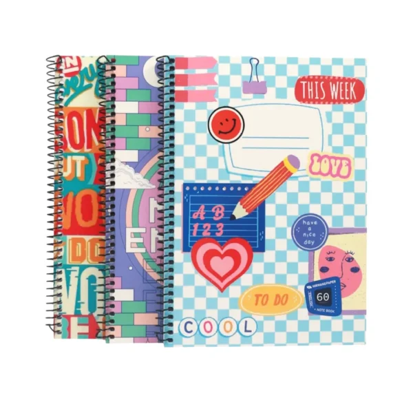 دفتر زبان 60 برگ 2 خط سیمی مقوايی