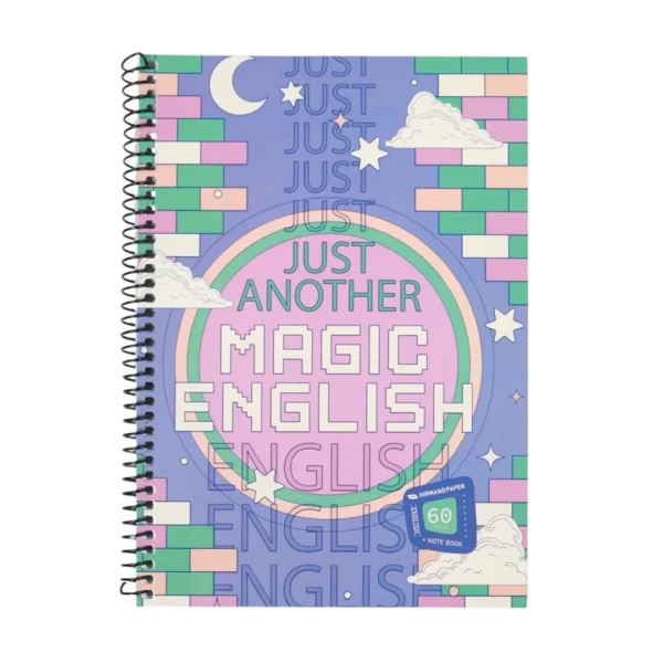 دفتر زبان 60 برگ 2 خط سیمی مقوايی