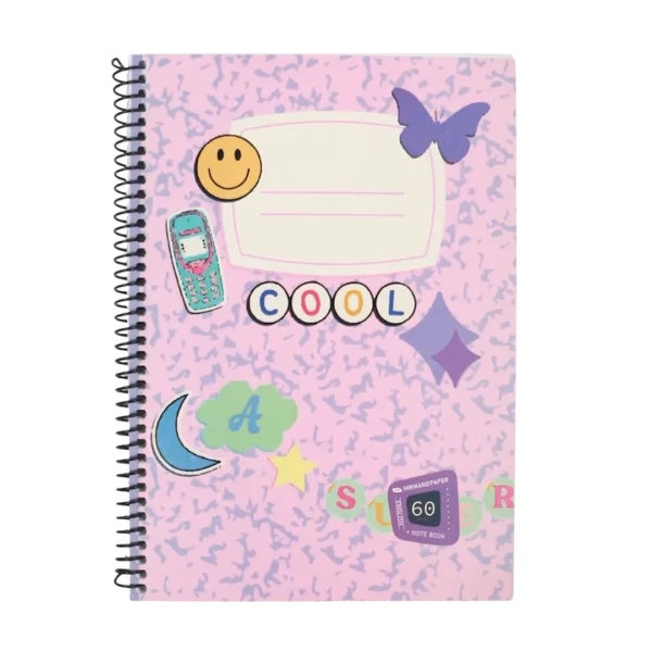 دفتر زبان 60 برگ 2 خط سیمی مقوايی