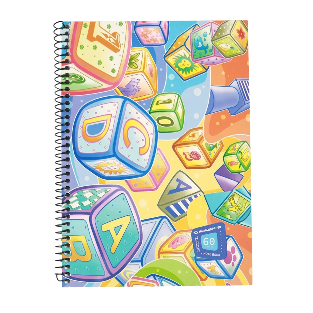 دفتر زبان 60 برگ 2 خط سیمی مقوايی