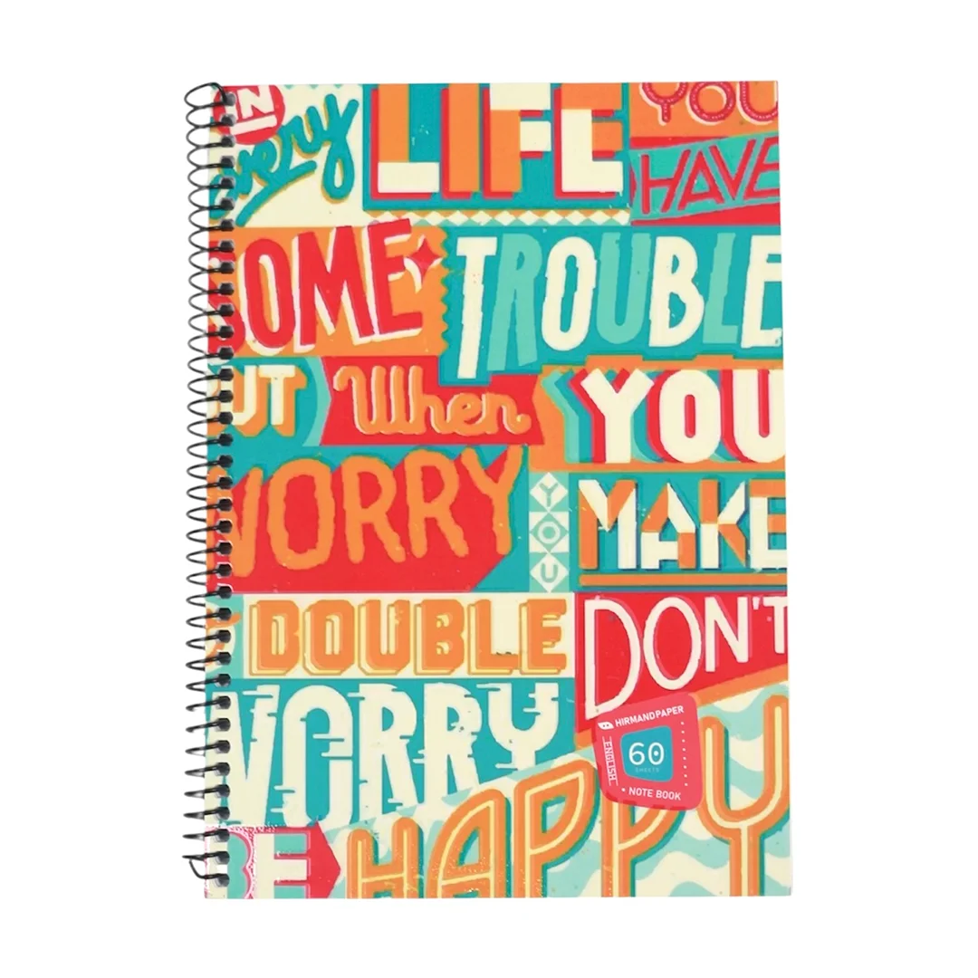 دفتر زبان 60 برگ 2 خط سیمی مقوايی