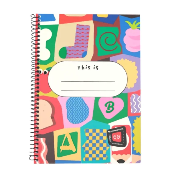 دفتر زبان 60 برگ 2 خط سیمی مقوايی