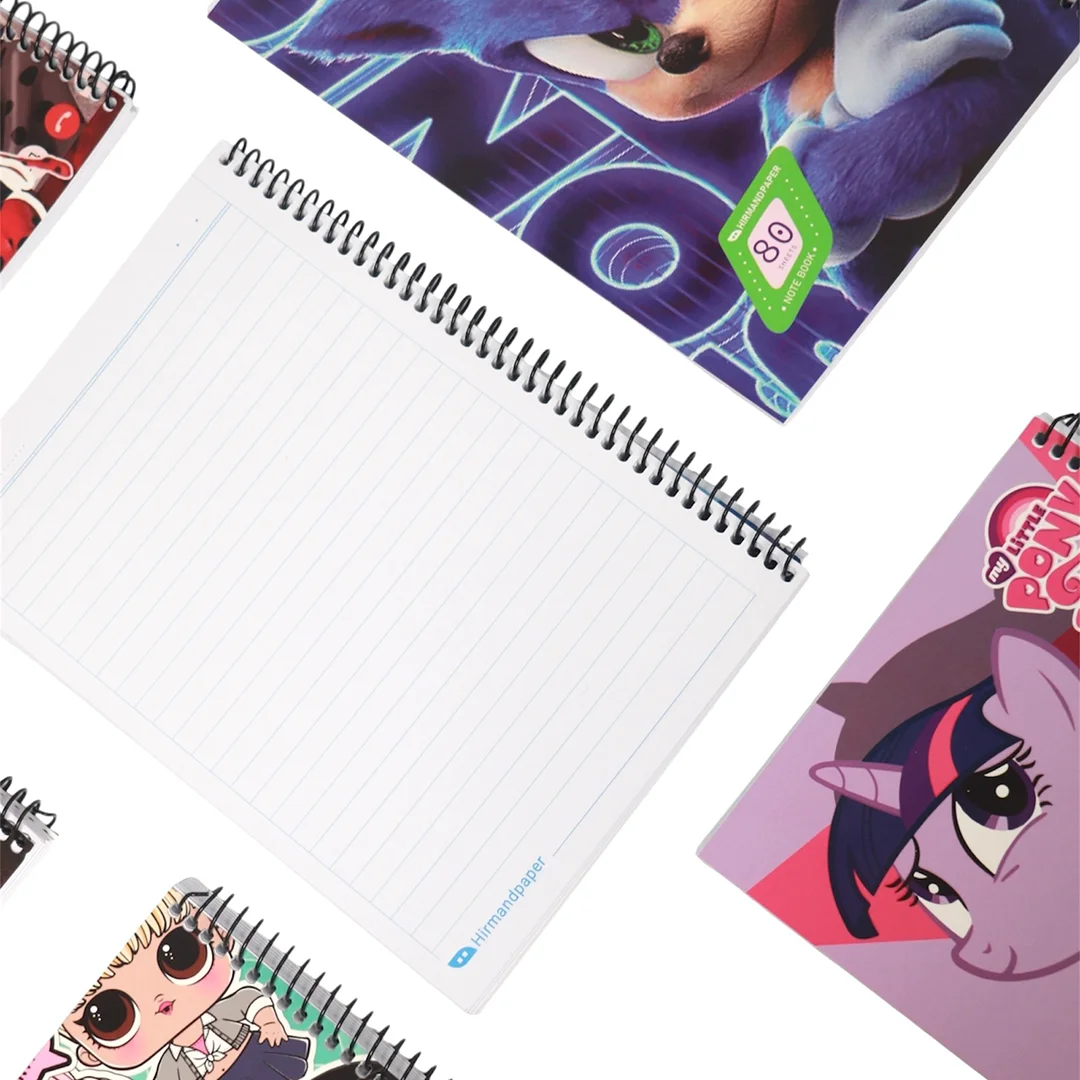 دفتر كارتونی سيمی مقوايی 80 برگ